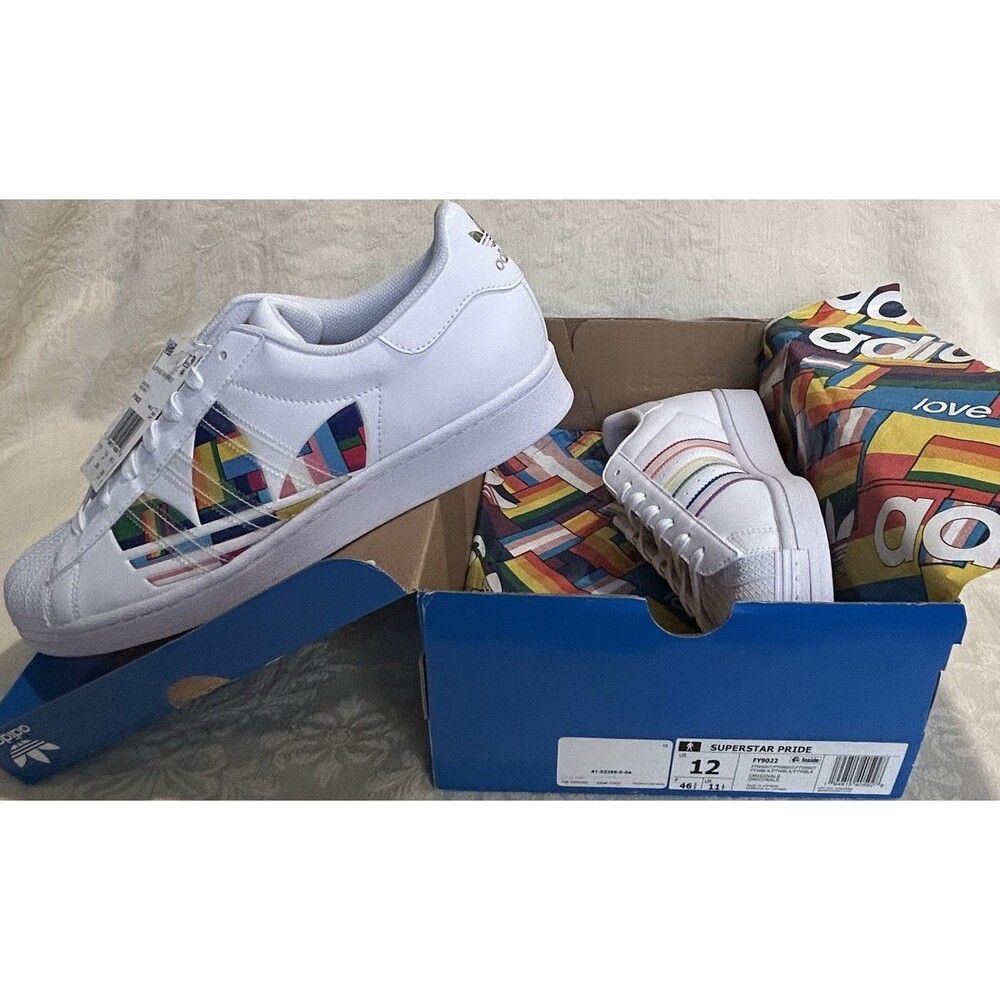 adidas Superstar Pride 2020 White Rainbow FY9022 Size 12 Men Brand New W/ Box